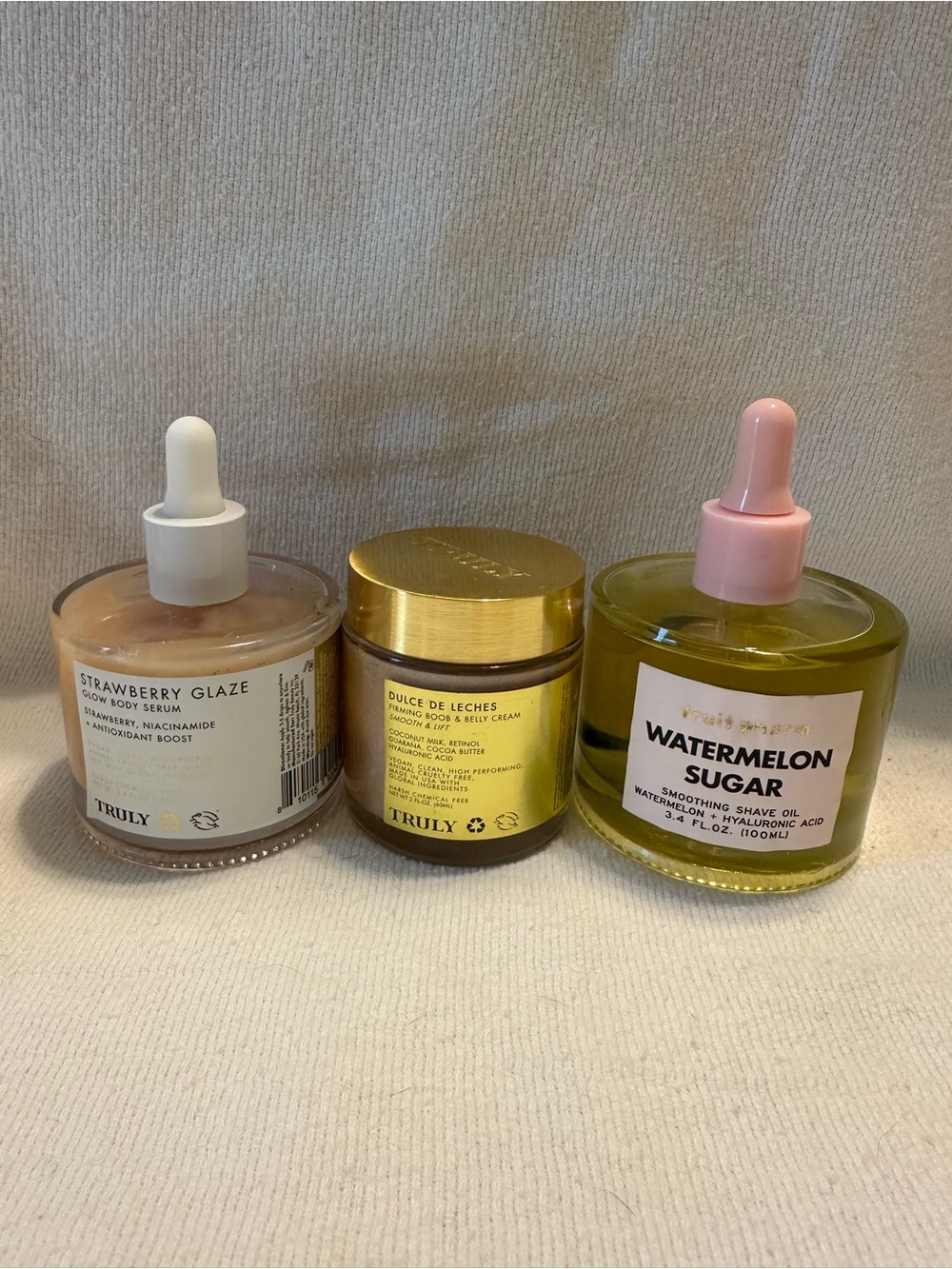 TRULY Skincare Trio - Pink, Gold, Yellow Bottles